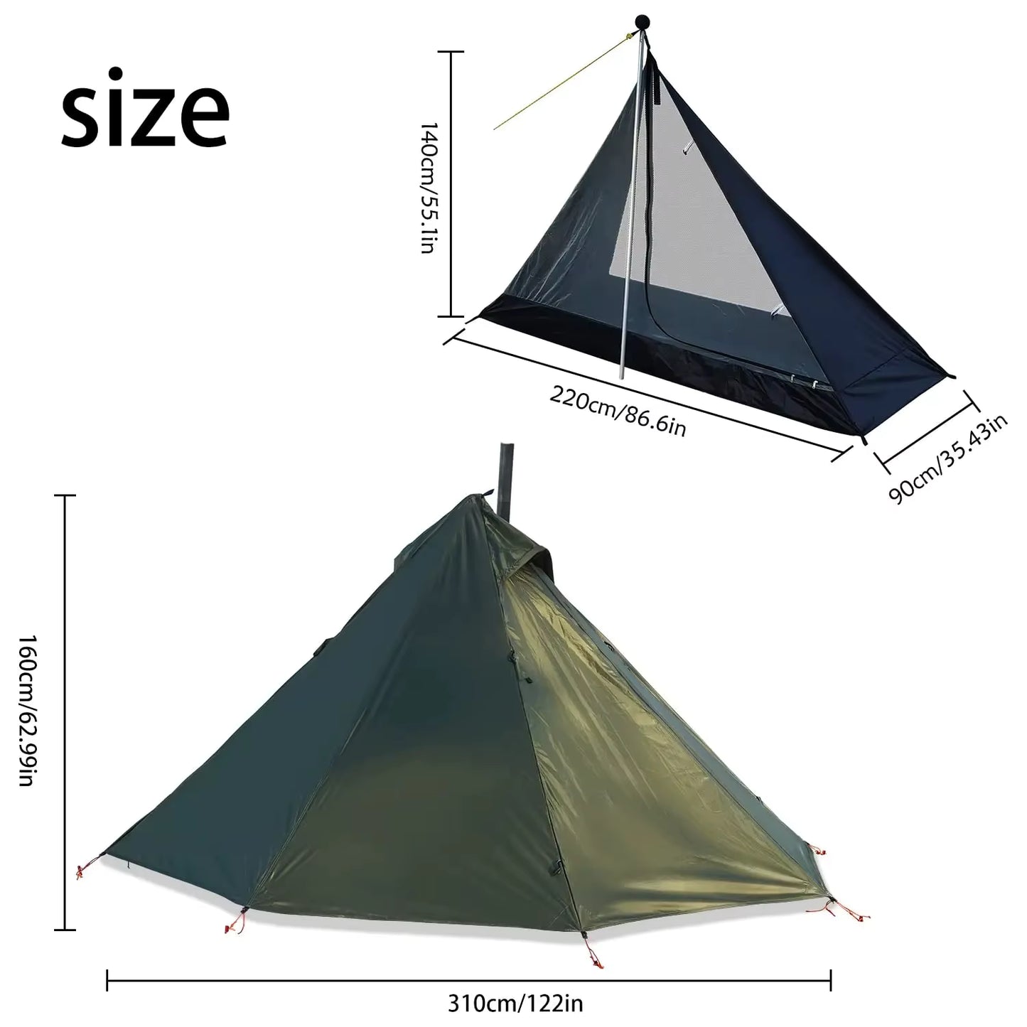 Tentes pyramidale de camping | Ultra-résistant pour cheminée